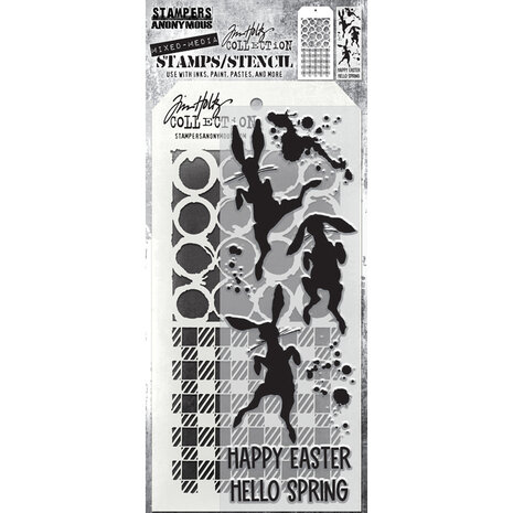Stampers Anonymous Tim Holtz Clear Stamp and Stencil Bunny Hop (THMM183) Stampers Anonymous Tim Holtz Clear Stamp and Stencil Bunny Hop (THMM183)