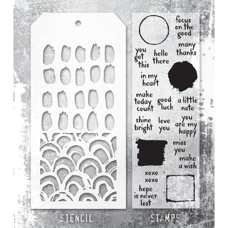 Stampers Anonymous Tim Holtz Clear Stamp and Stencil Note Quotes (THMM184) Stampers Anonymous Tim Holtz Clear Stamp and Stencil Note Quotes (THMM184)