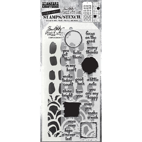 Stampers Anonymous Tim Holtz Clear Stamp and Stencil Note Quotes (THMM184) Stampers Anonymous Tim Holtz Clear Stamp and Stencil Note Quotes (THMM184)