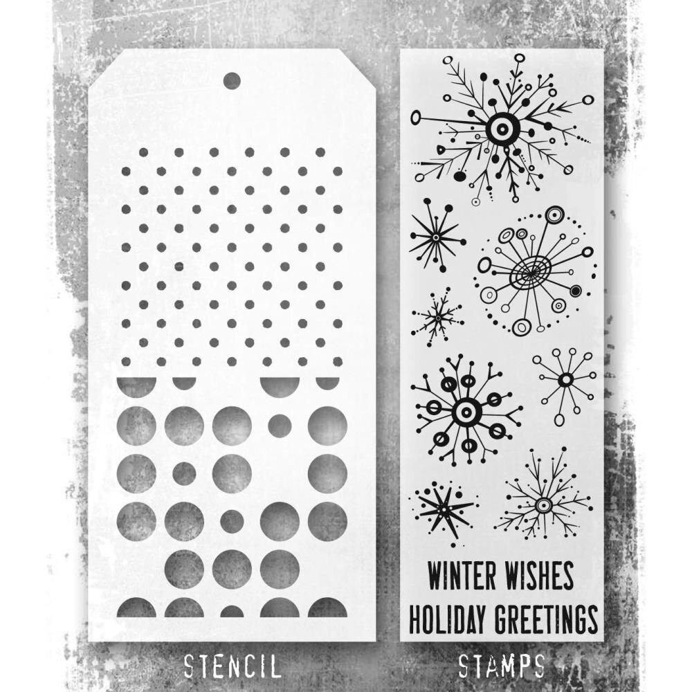 Stampers Anonymous Tim Holtz Clear Stamp and Stencil Retro Flakes (THMM185) Stampers Anonymous Tim Holtz Clear Stamp and Stencil Retro Flakes (THMM185)