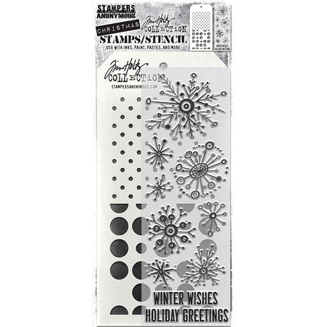 Stampers Anonymous Tim Holtz Clear Stamp and Stencil Retro Flakes (THMM185) Stampers Anonymous Tim Holtz Clear Stamp and Stencil Retro Flakes (THMM185)