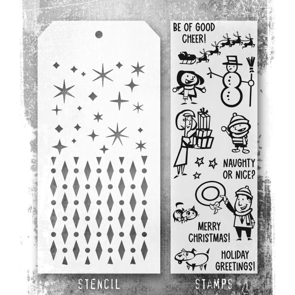 Stampers Anonymous Tim Holtz Clear Stamp and Stencil Christmas Cartoons (THMM186) Stampers Anonymous Tim Holtz Clear Stamp and Stencil Christmas Cartoons (THMM186)