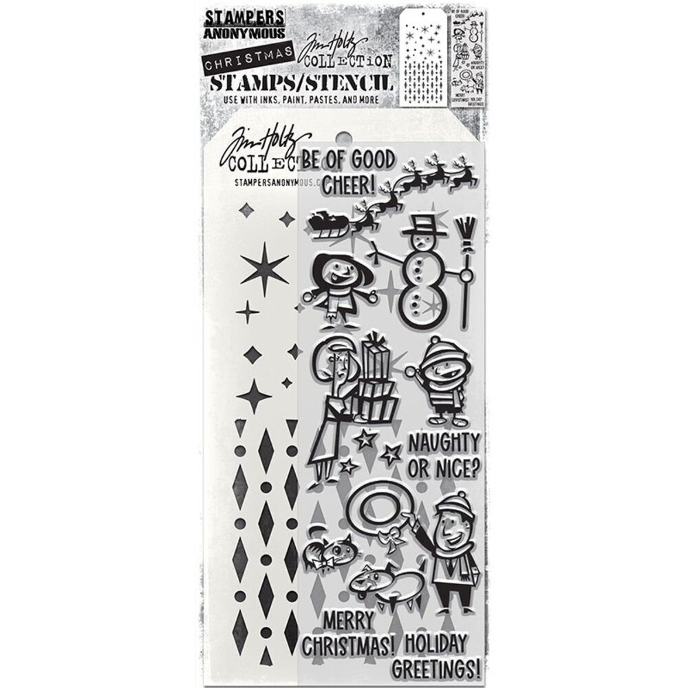 Stampers Anonymous Tim Holtz Clear Stamp and Stencil Christmas Cartoons (THMM186) Stampers Anonymous Tim Holtz Clear Stamp and Stencil Christmas Cartoons (THMM186)