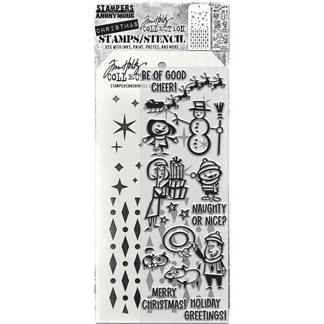 Stampers Anonymous Tim Holtz Clear Stamp and Stencil Christmas Cartoons (THMM186) Stampers Anonymous Tim Holtz Clear Stamp and Stencil Christmas Cartoons (THMM186)