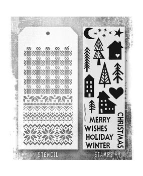 Stampers Anonymous Tim Holtz Clear Stamp and Stencil Festive Print (THMM187) Stampers Anonymous Tim Holtz Clear Stamp and Stencil Festive Print (THMM187)