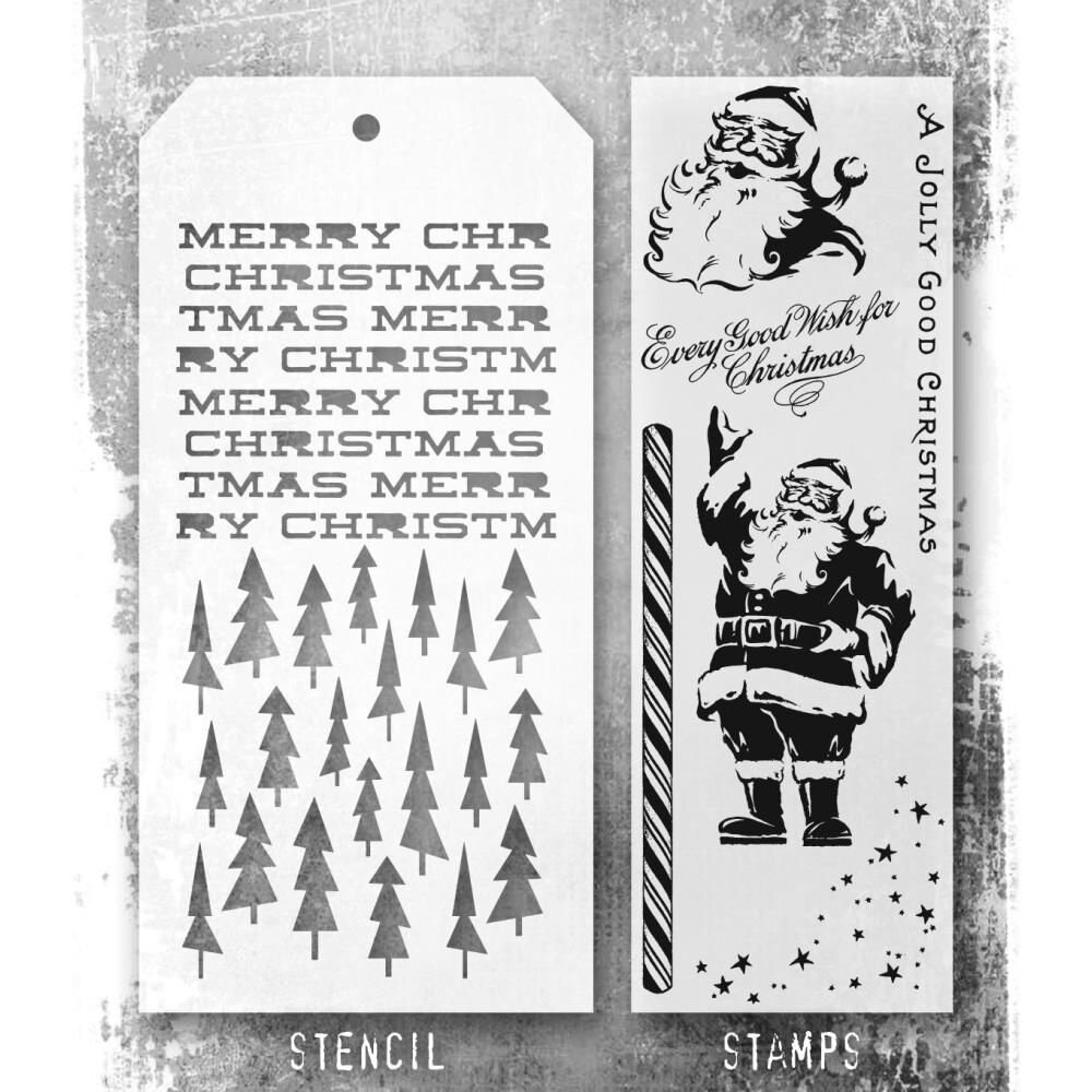 Stampers Anonymous Tim Holtz Clear Stamp and Stencil Jolly Holiday (THMM189)