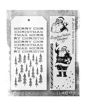 Stampers Anonymous Tim Holtz Clear Stamp and Stencil Jolly Holiday (THMM189) Stampers Anonymous Tim Holtz Clear Stamp and Stencil Jolly Holiday (THMM189)