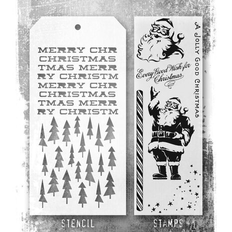 Stampers Anonymous Tim Holtz Clear Stamp and Stencil Jolly Holiday (THMM189)