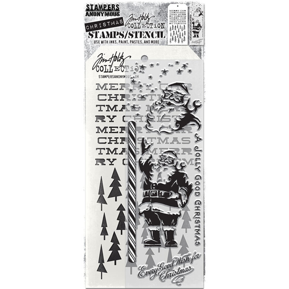 Stampers Anonymous Tim Holtz Clear Stamp and Stencil Jolly Holiday (THMM189)