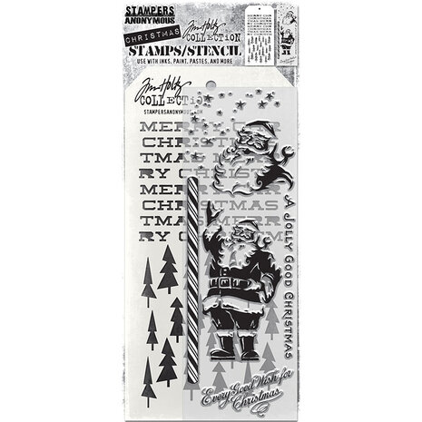 Stampers Anonymous Tim Holtz Clear Stamp and Stencil Jolly Holiday (THMM189)
