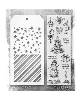 Stampers Anonymous Tim Holtz Clear Stamp and Stencil Tattered Christmas (THMM190) Stampers Anonymous Tim Holtz Clear Stamp and Stencil Tattered Christmas (THMM190)