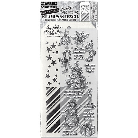Stampers Anonymous Tim Holtz Clear Stamp and Stencil Tattered Christmas (THMM190)