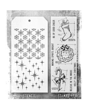 Stampers Anonymous Tim Holtz Clear Stamp and Stencil Blueprint Christmas #1 (THMM191) Stampers Anonymous Tim Holtz Clear Stamp and Stencil Blueprint Christmas #1 (THMM191)