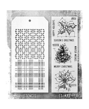 Stampers Anonymous Tim Holtz Clear Stamp and Stencil Blueprint Christmas #2 (THMM192) Stampers Anonymous Tim Holtz Clear Stamp and Stencil Blueprint Christmas #2 (THMM192)