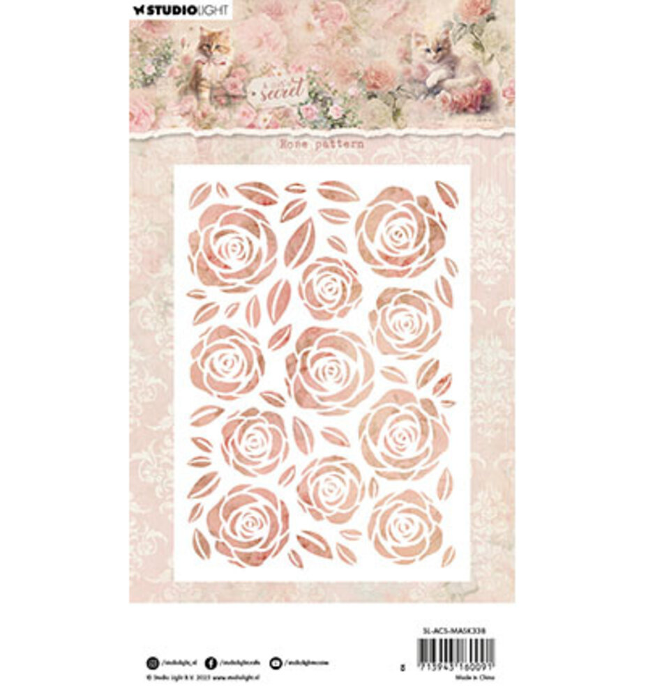 Studio Light A Cat's Secret Masking Stencil Rose Pattern (SL-ACS-MASK338)