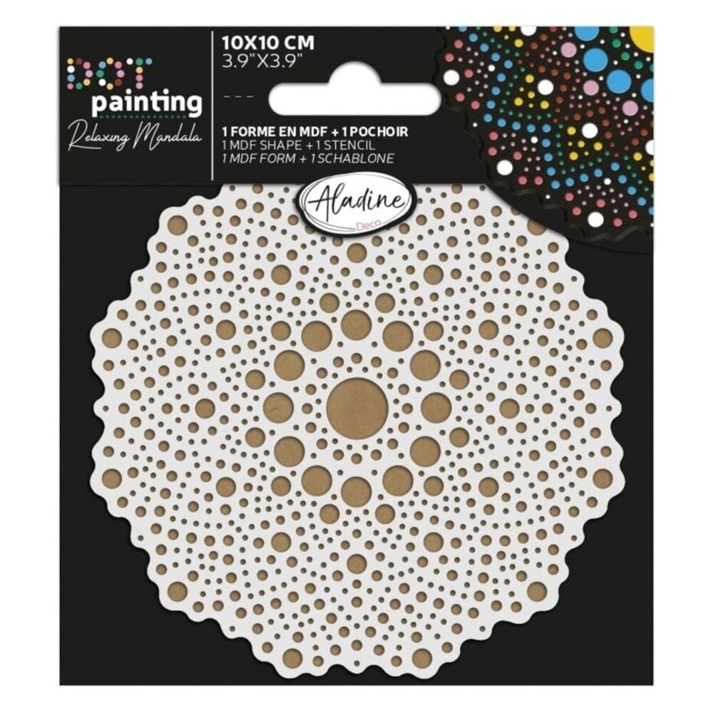 Aladine Dot Painting MDF Board & Stencil 10cm Doily (85498)