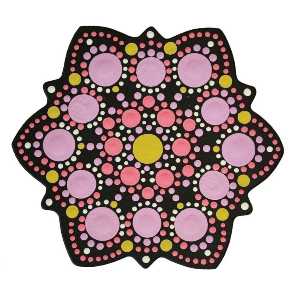 Aladine Dot Painting MDF Board & Stencil 10cm Anemone (85499)