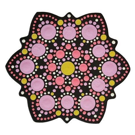 Aladine Dot Painting MDF Board & Stencil 10cm Anemone (85499)
