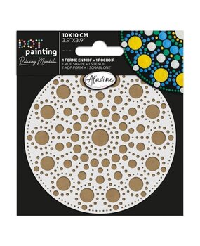 Aladine Dot Painting MDF Board & Stencil 10cm Round (85500)