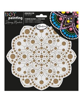 Aladine Dot Painting MDF Board & Stencil 20cm Peony (85502)