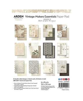 Arden Creative Studio Vintage Makers Essentials 6x8 Inch Paper Pad (ACSPP0003) Arden Creative Studio Vintage Makers Essentials 6x8 Inch Paper Pad (ACSPP0003)