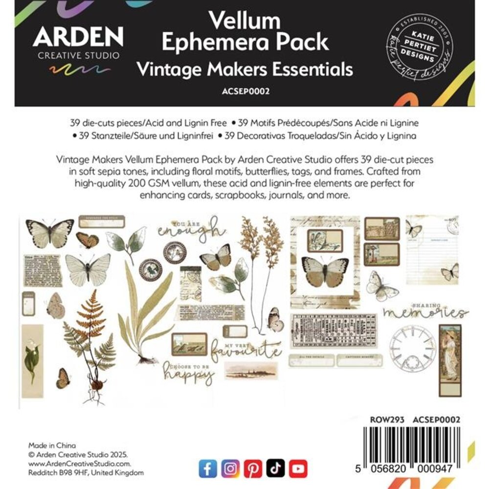 Arden Creative Studio Vintage Makers Ephemera Pack Vellum (ACSEP0002) Arden Creative Studio Vintage Makers Ephemera Pack Vellum (ACSEP0002)