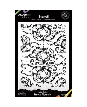 Arden Creative Studio Vintage Makers Fancy Flourish 6x8 Inch Stencil (ACSST0003)