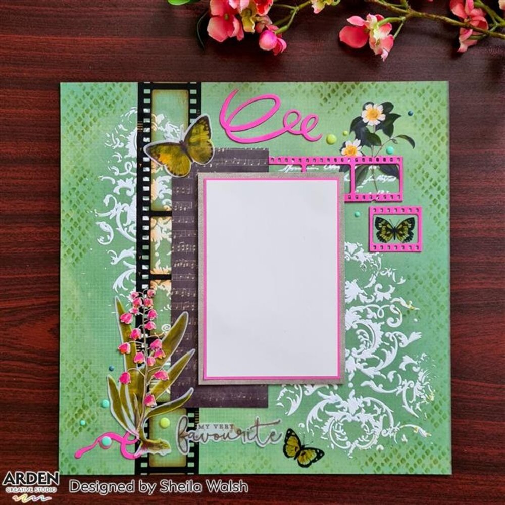 Arden Creative Studio Vintage Makers Fancy Flourish 6x8 Inch Stencil (ACSST0003)