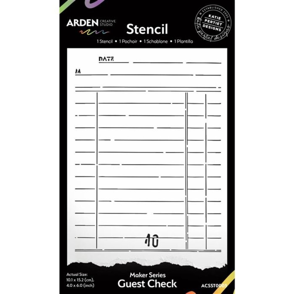 Arden Creative Studio Vintage Makers Guest Check 4x6 Inch Stencil (ACSST0005) Arden Creative Studio Vintage Makers Guest Check 4x6 Inch Stencil (ACSST0005)