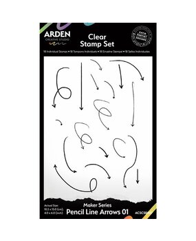 Arden Creative Studio Vintage Makers Pencil Line Arrows 01 4x6 Inch Clear Stamp Set (ACSCS0007)