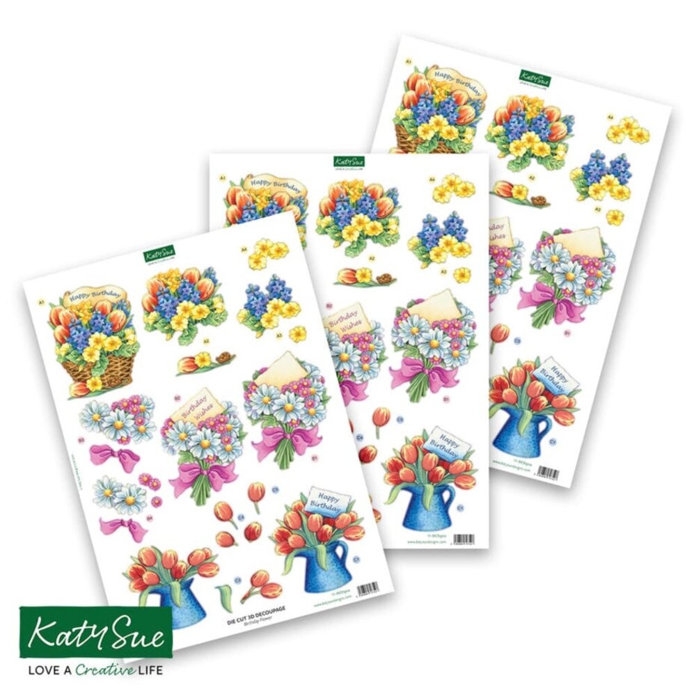 Katy Sue 3D Die-Cut Decoupage Birthday Flower (11-DCD500)