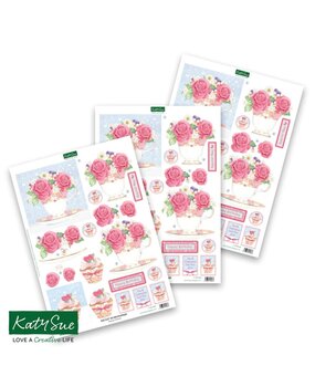 Katy Sue 3D Die-Cut Decoupage Teacups, Flowers and Cake (11-DCD569)