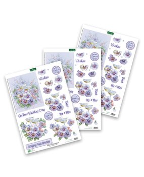 Katy Sue 3D Die-Cut Decoupage Champagne and Violets (11-DCD609)
