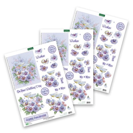 Katy Sue 3D Die-Cut Decoupage Champagne and Violets (11-DCD609)