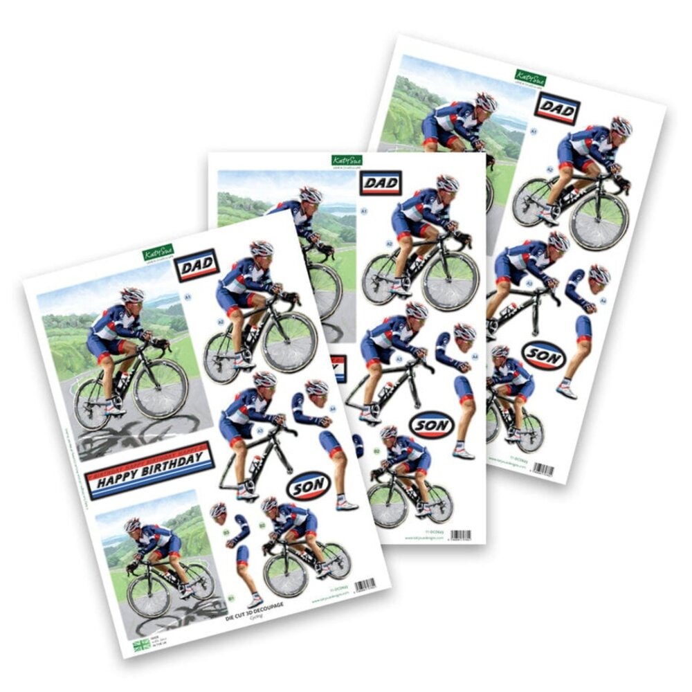 Katy Sue 3D Die-Cut Decoupage Cycling (11-DCD623)