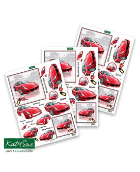 Katy Sue 3D Die-Cut Decoupage Red Racer (11-DCD648)