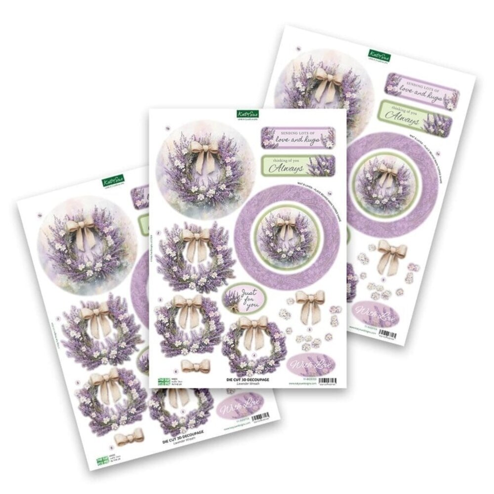 Katy Sue 3D Die-Cut Decoupage Lavender Wreath (11-DCD723) Katy Sue 3D Die-Cut Decoupage Lavender Wreath (11-DCD723)