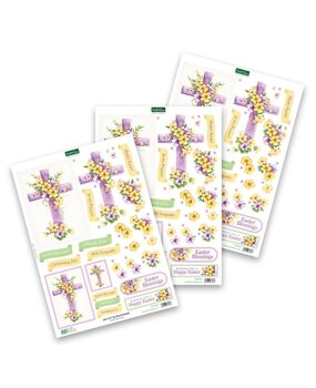 Katy Sue 3D Die-Cut Decoupage Lilac Floral Cross (11-DCD724)