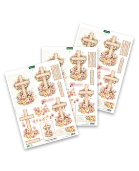 Katy Sue 3D Die-Cut Decoupage Wooden Cross & Roses (11-DCD726)