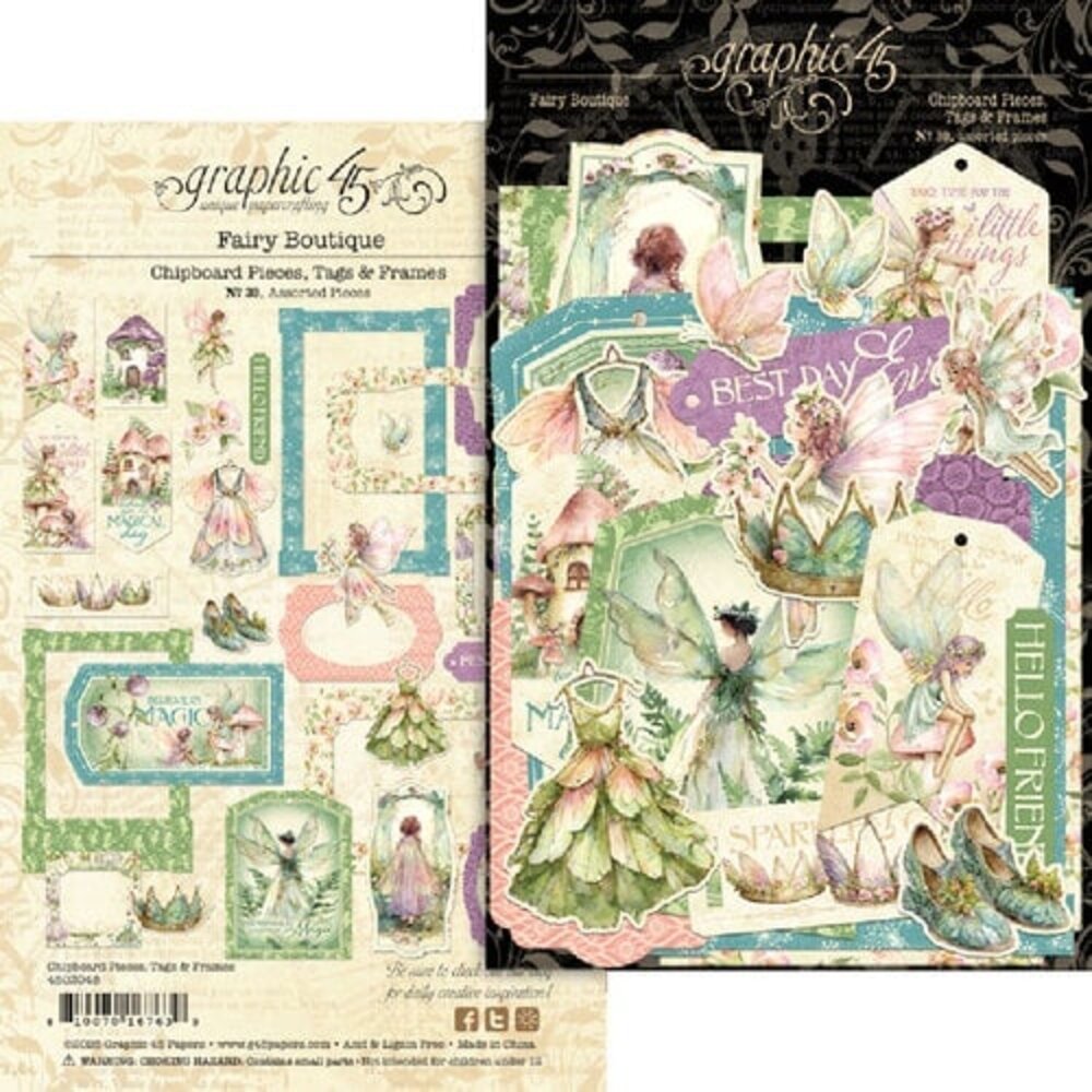 Graphic 45 Fairy Boutique Chipboard Pieces Tags & Frames (4503048)