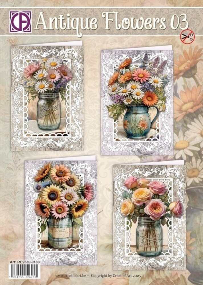 Creatief Art Card Kit Antique Flowers 03 (RE2530-0183) Creatief Art Card Kit Antique Flowers 03 (RE2530-0183)