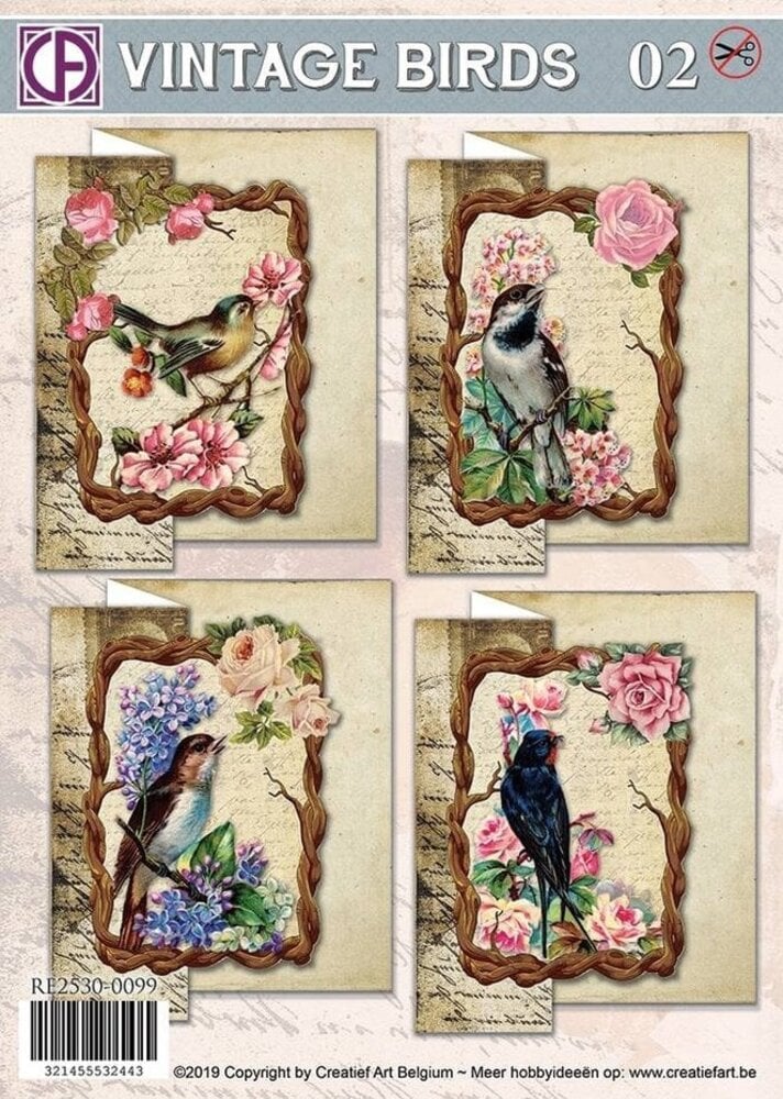 Creatief Art Card Kit Vintage Birds 02 (RE2530-0099)