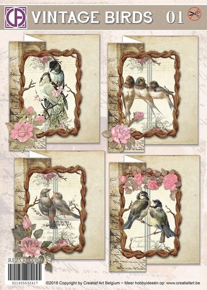 Creatief Art Card Kit Vintage Birds 01 (RE2530-0087)