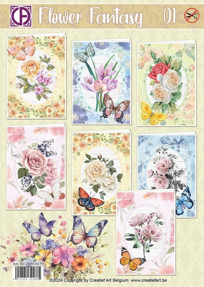Creatief Art Card Kit Flower Fantasy 01 (RE2530-0159)