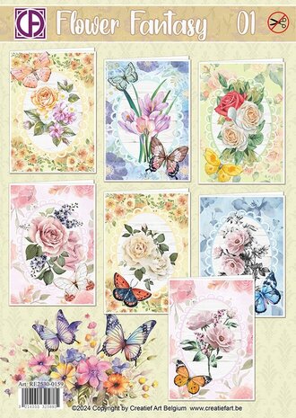 Creatief Art Card Kit Flower Fantasy 01 (RE2530-0159)