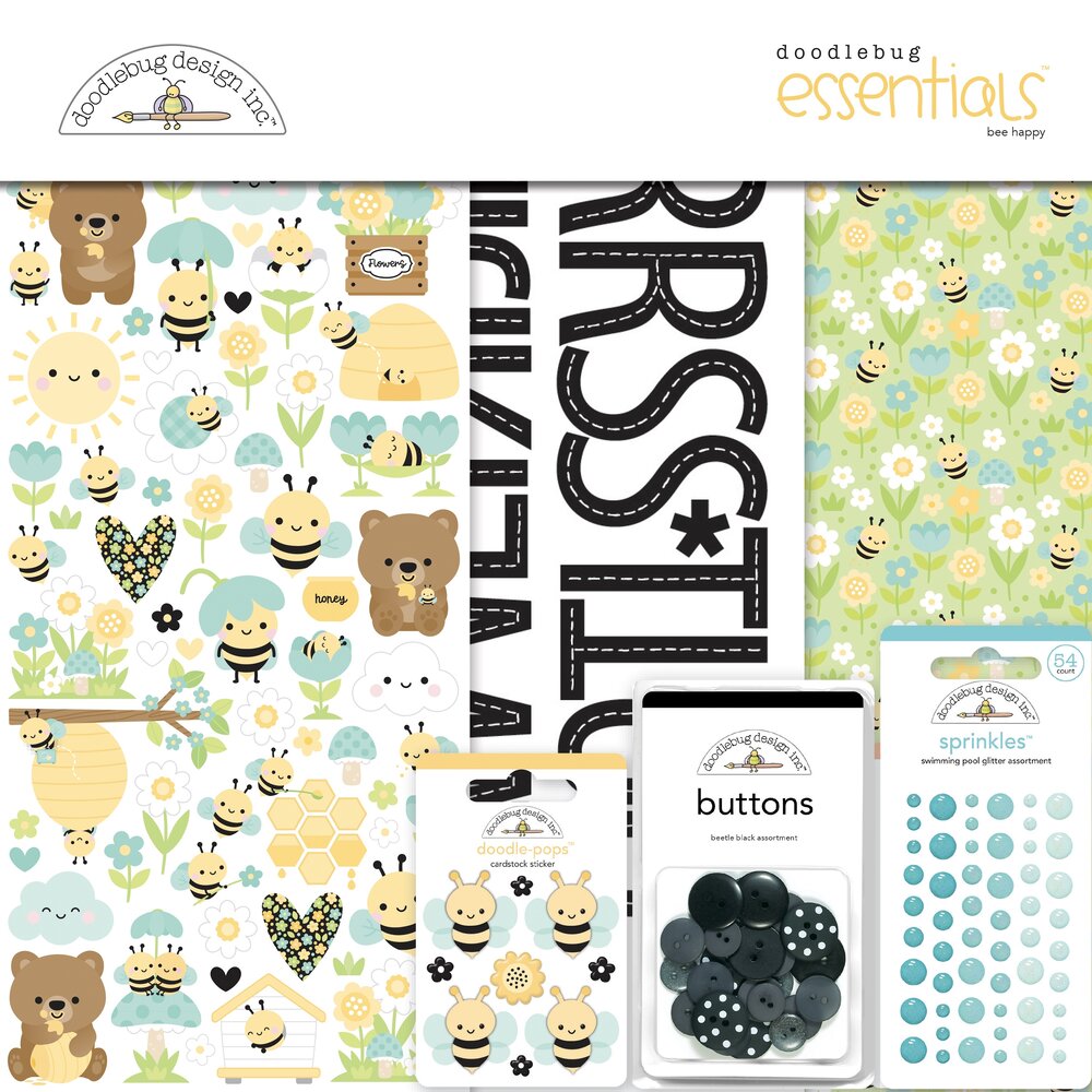 Doodlebug Design Inc. Bee Happy 12x12 Inch Essentials Kit (8856) Doodlebug Design Inc. Bee Happy 12x12 Inch Essentials Kit (8856)