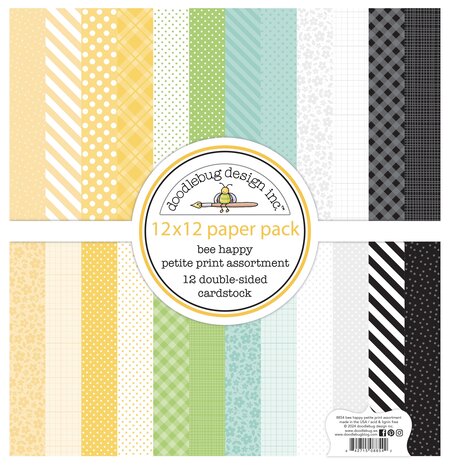 Doodlebug Design Inc. Bee Happy 12x12 Inch Petite Prints Paper Pack (8854)