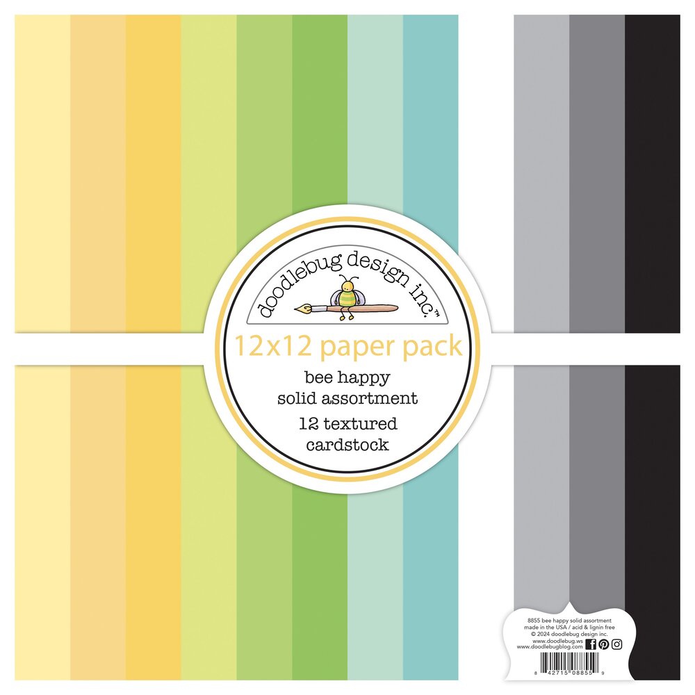 Doodlebug Design Inc. Bee Happy 12x12 Inch Textured Cardstock Solid Paper Pack (8855) Doodlebug Design Inc. Bee Happy 12x12 Inch Textured Cardstock Solid Paper Pack (8855)
