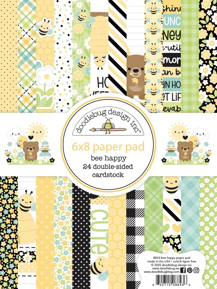 Doodlebug Design Inc. Bee Happy 6x8 Inch Paper Pad (8843) Doodlebug Design Inc. Bee Happy 6x8 Inch Paper Pad (8843)