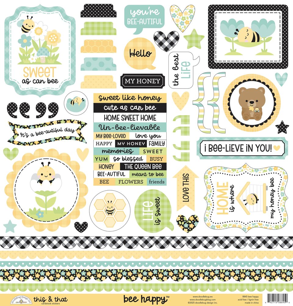 Doodlebug Design Inc. Bee Happy This & That Stickers (8845)